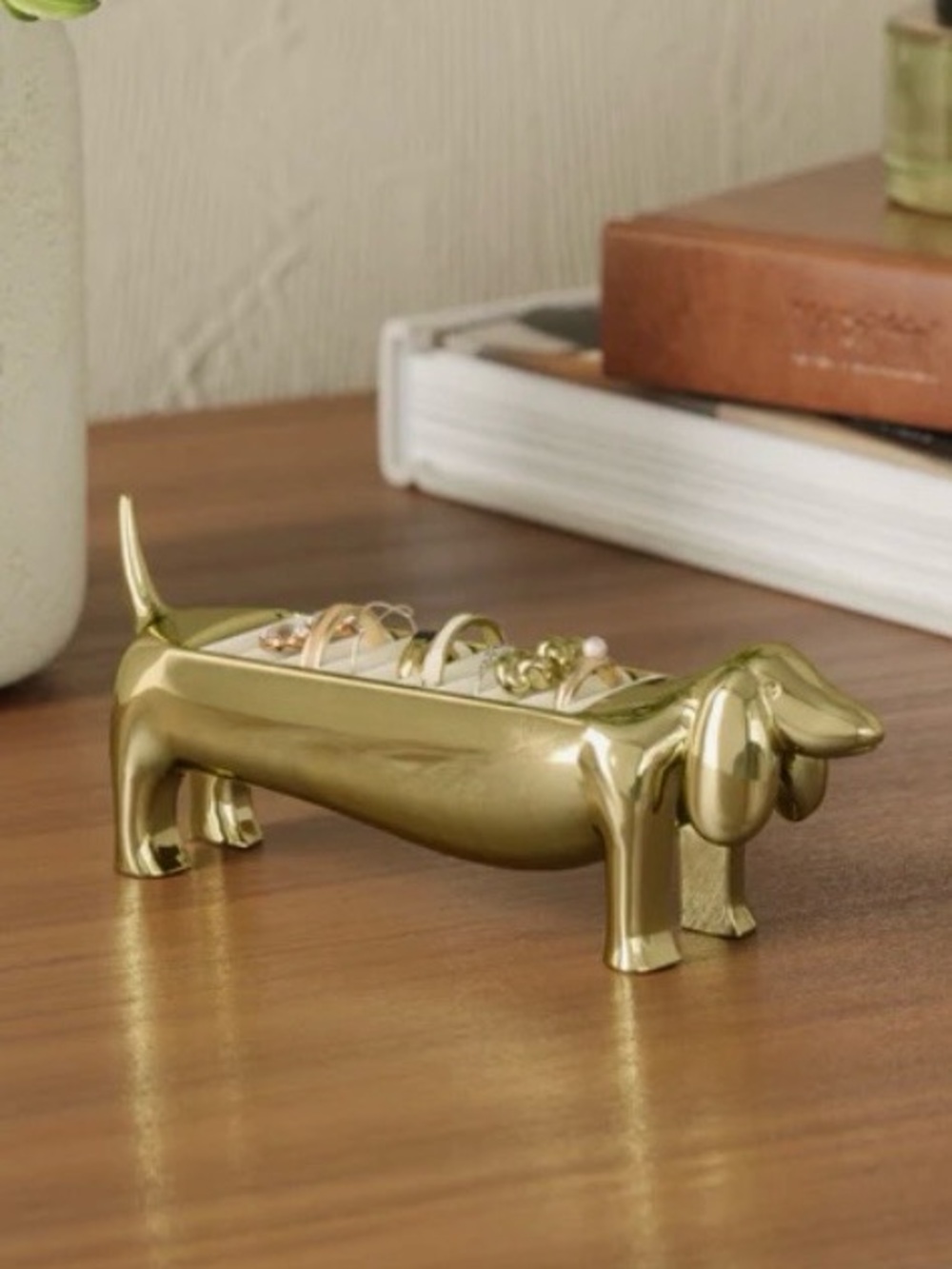 Umbra Dachsie 10 Ring Holder Gold Designed by Seymer Cruz NWT
